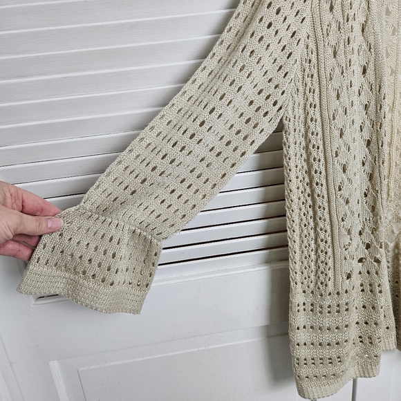 Charter Club Women's Tan Open Knit Cardigan Sweater Size L - Picture 4 of 9